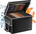 DocSafe File Box Fireproof File Storage Organizer with Lid,Collapsible Document Storage Filing Case for Hanging Letter/Legal Folders,Portable Home Office Safe Cabinet with Handle,Black