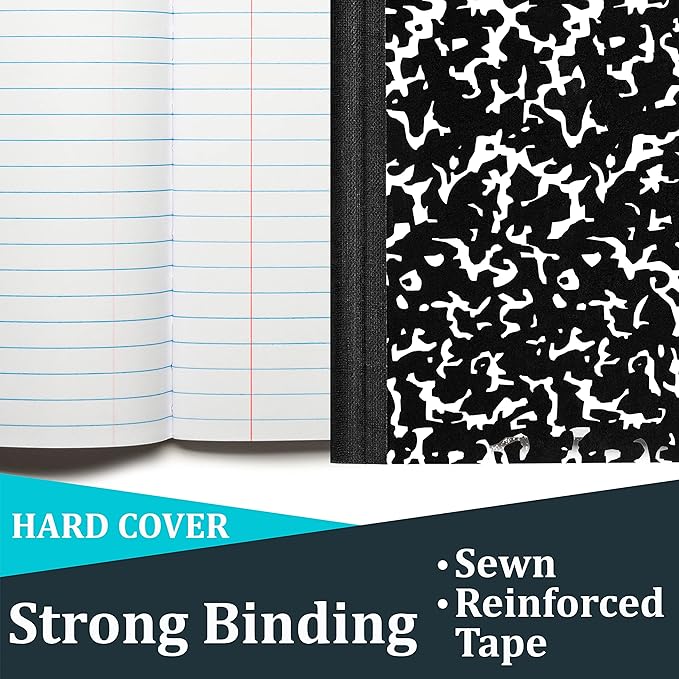 VEEBOOST Composition Notebooks, College Ruled Composition Notebook, Hard Cover Marble Composition Notebook, 100 sheets (200 Pages) (24, College Ruled)