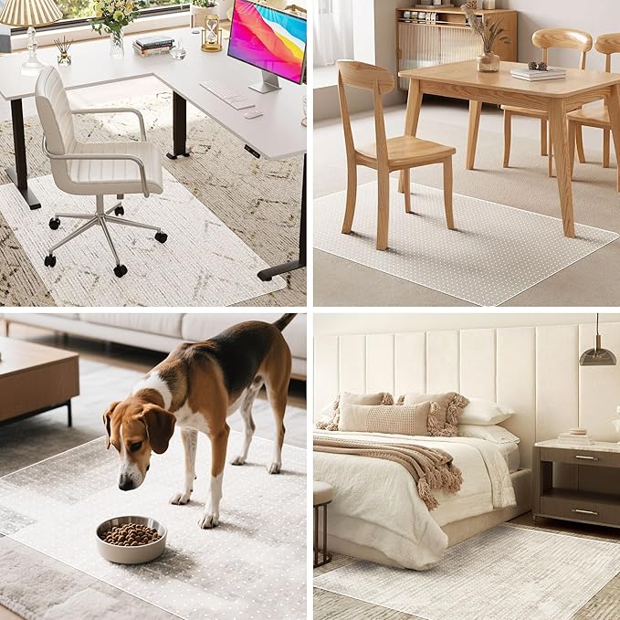 HOMEK Office Chair Mat for Carpet, 45" x 53" Transparent Desk Chair Mat for Low Pile Carpeted Floor, Easy Glide Carpet Floor Protector Mat for Home and Office