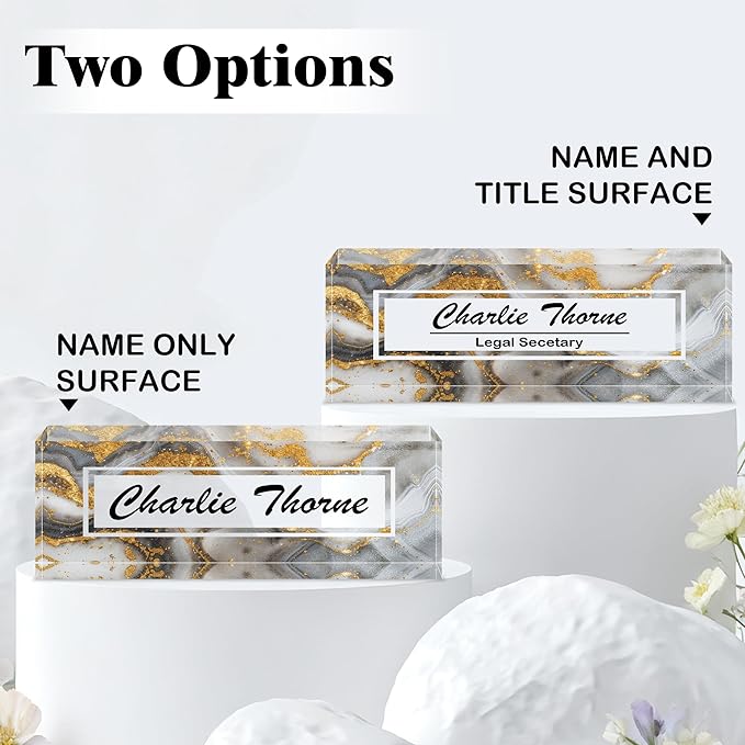 Ship Next Day-Custom Name Plate for Desk, Desk Name Plate Personalized, Acrylic Office Desk Accessories, Appreciation Gifts for Coworkers Employee Boss Teachers Men Women (Silvery Coast)