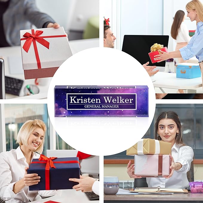 Personalized Name Plates for Office - Gifts for Teacher, Boss, Employee Appreciation - Office Desk Decor (Nebulae)