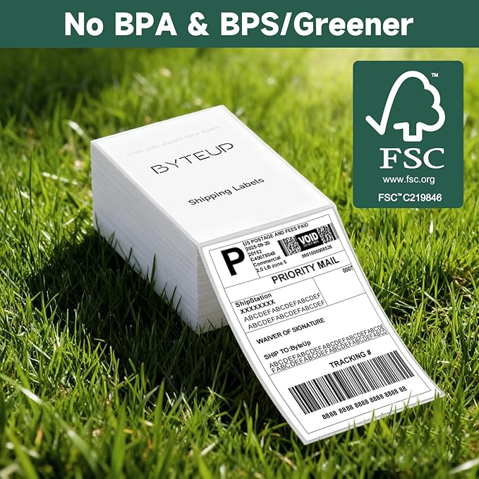 4x6 Direct Thermal Labels for Shipping, 2000 Sheets per Stack,2Stacks. Commercial Grade Permanent Adhesive, Compatible with Thermal Printers for Packages and Mail,Doesn't Compatible with Dymo