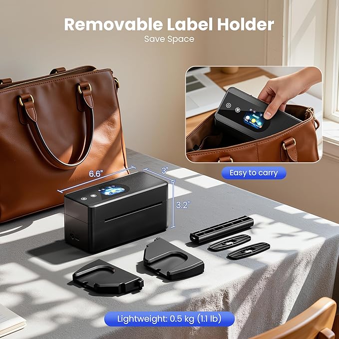 Thermal Printer with Touchscreen – Upgraded Bluetooth 4x6 Thermal Label Printer with Label Holder for Small Businesses, Compatible with Phone, PC, Tablet, Widely Used for Amazon, Shopify, Etsy, Tiktok