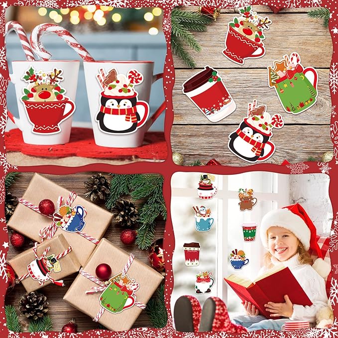 12 Sets Christmas Sticky Notes with Pens, Christmas Coffee Cup Notepads Winter Memo Pad Bulk Christmas Gifts for Coworkers Holiday Decoration Party Favors Office Home Supplies
