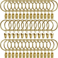 AMZSEVEN 40 Pack Metal Curtain Rings with Clips, Drapery Clips Hooks, Decorative Curtain Rod Clips 1.5 in Interior Diameter, Gold