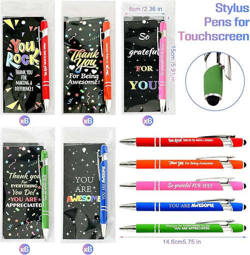 30 Sets Employee Appreciation Gifts Pens Bulk Staff Thank You Gifts with Bookmarks Favors Items Black Ink Ballpoint Pen Inspirational for Team Teacher Collegue Party Guests Her Him Women Men Friends