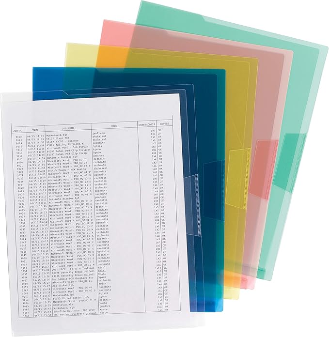 Smead Organized Up Poly Translucent Project Jacket, Letter Size, Assorted Colors, 10 per Pack (85752)