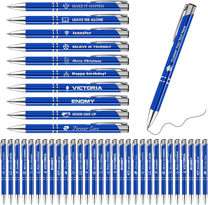 50 Pack Personalized Pens with Logo Text Name Custom Pens in Bulk Black Ballpoint Pens, Gift for Birthday Wedding Christmas Office College Business Promotion