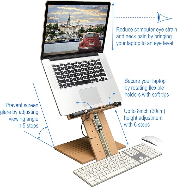 BS1500PRO Large Portable Height Adjustable Foldable Eye-Level Ergonomic Bookstand Holder for Reading Hands Free Large Thick Heavy College Textbooks Tablets Neck Pain Free
