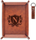 INNObeta Initial Valet Tray, Desktop Storage Organizer, PU Leather Bedside Tray Key Coin Holder, Personalised Gifts for Men, Birthday, Christmas, Letter N