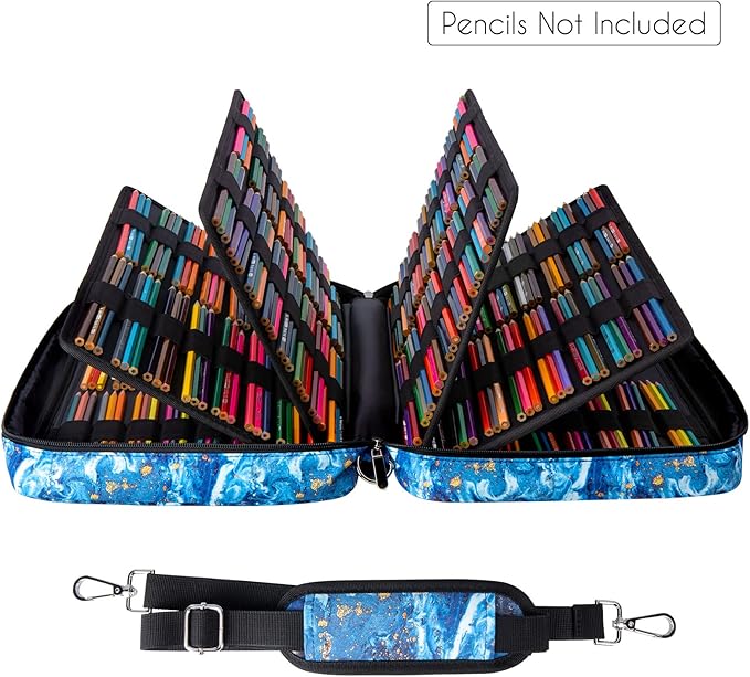 YOUSHARES Big Capacity Colored Pencil Case - 480 Slots large Pen Case Organizer with Multilayer Holder for Prismacolor Colored Pencils & Gel Pen (Quicksand Gold)