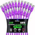 Maximm Cat 6 Ethernet Cable 4 ft (20-Pack) - High-Speed LAN Cable, Internet Cable, Patch Cable, and Network Cable - UTP, 10Gbps, 550MHz Ethernet Cord - Purple