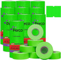 Perco 2 Line Fluorescent Green Labels - 80 Rolls, 10 Sleeves, 80,000 Blank Price and Date Gun Labels for Perco 2 Line Price and Date Guns - Made in USA