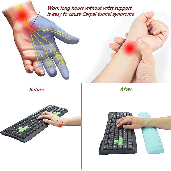 BRILA Memory Foam Keyboard Wrist Rest Support Pad Cushion for Computer, Laptop, Office Work, PC Gaming, Non-Slip Wrist Pain Relief (Aquamarine Keyboard Pad)