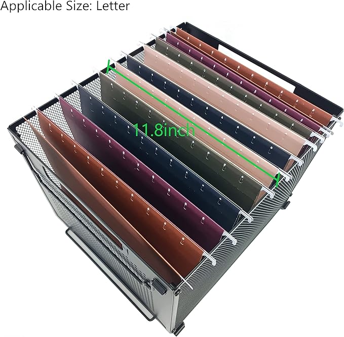 SETTFRFE Letter Size Hanging File Folder Organizer,Metal Filing Crate,File Basket for Hanging File,Black (Perforated metal plate)