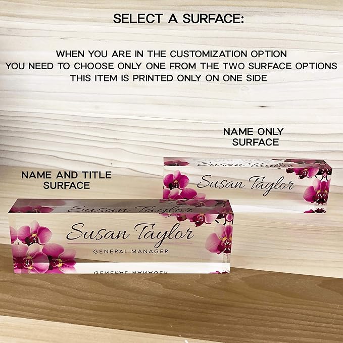 Artblox Office Desk Name Plate Personalized | Custom Name Plates for Desks on Acrylic Glass Decor | Office Desk Decor Nameplate | Desk Accessories | Black Stripe - (8" x 2.5")