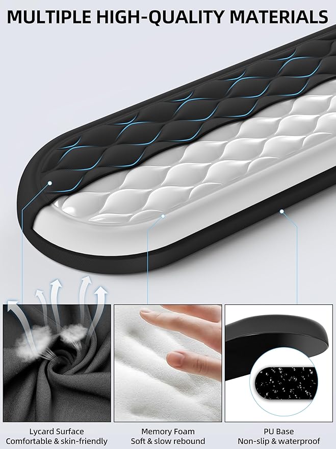 TopMade Upgraded Wider Wrist Rest Set, Soft Memory Foam Keyboard Hand Rest Pad, Computer Ergonomic Keyboard Mouse Wrist Support for Typing Pain Relief, Comfort for Office, Gaming, Study, Black