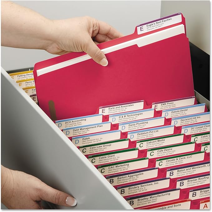Pendaflex Fastener Folders, 2 Fasteners, Letter Size, Red, 1/3 Cut Tabs in Left, Right, Center Positions, 50 per Box (22740), Specialty