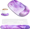 Ospelelf Wrist Rest for Keyboard and Mouse Ergonomic Mouse Pad with Wrist Support Memory Foam Wrist Rest for Computer Keyboard,3-in-1 Gel Mouse and Keyboard Pad for Office Purple Marble