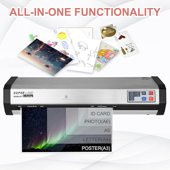 SINCHI Commercial Laminator Machine – Ultra-Fast 2-Min Warm-Up, Premium Aluminum Housing, 81 in/Min Speed (9 Seconds/Page), 13-Inch 6-Roller Design, Ideal for Schools, Busy Offices, and Print Shops