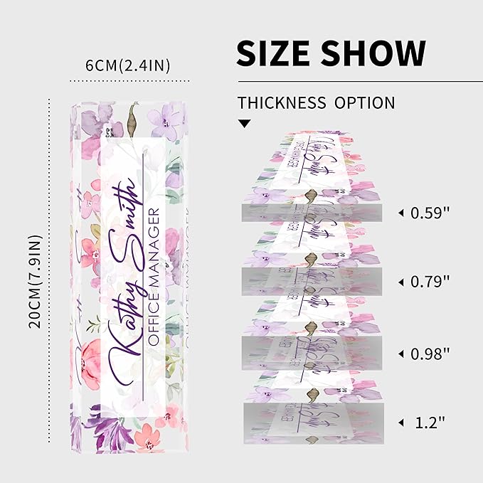 Personalized Name Plate for Desk, Custom Desk Name Plate, Acrylic Name Plate Office Desk Accessories, Personalized Office Gifts for Coworkers Teachers, Employee Appreciation Gifts (A-WaterColor3)