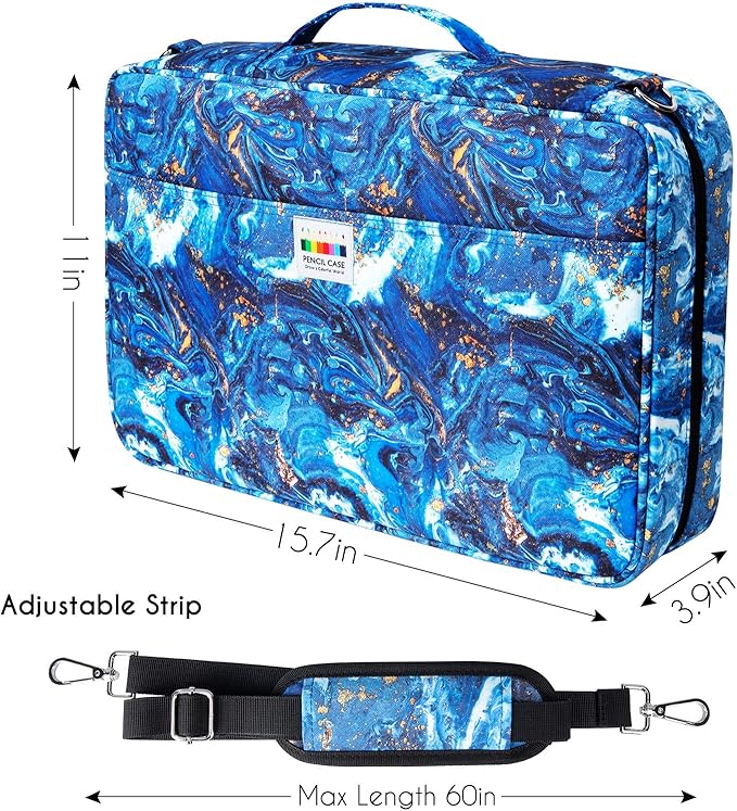 YOUSHARES Big Capacity Colored Pencil Case - 480 Slots large Pen Case Organizer with Multilayer Holder for Prismacolor Colored Pencils & Gel Pen (Quicksand Gold)