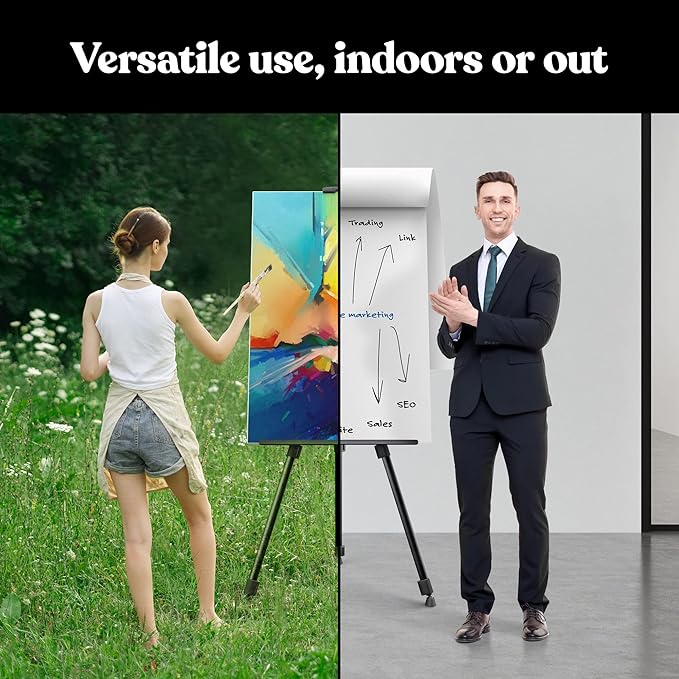 Portable Artist Easel Stand for Painting - Adjustable Height Painting Easel with Bag - Tabletop Art Easel for Painting Canvas Stand, Poster Stand & Wedding Signs Stand - Metal Tripod - 17x66 inches