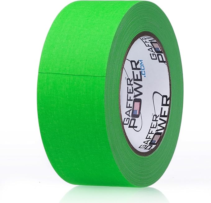 Real Professional Grade Gaffer Tape| USA Made | No Residue | Non-Reflective | Multipurpose |Weather Resistant | Heavy-Duty | Green Fluorescent, 2 in X 30 Yds