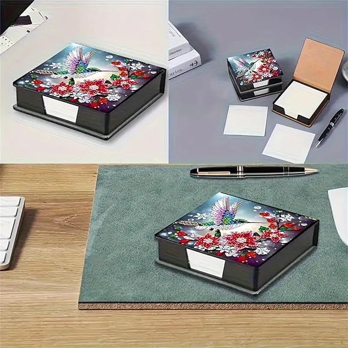 Diamond Painting Kit Note Box,Memo Paper Storage Box Diamond Art,Sticky Note Holder Diamonds Art,Diamonds Painting Memo Pad For Office Desk. (Bird)