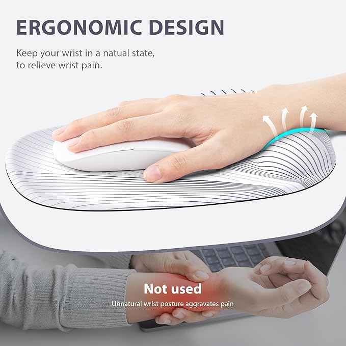 Ospelelf Wrist Rest for Keyboard and Mouse Ergonomic Mouse Pad with Wrist Support Memory Foam Wrist Rest for Computer Keyboard,3-in-1 Gel Mouse and Keyboard Pad for Office White