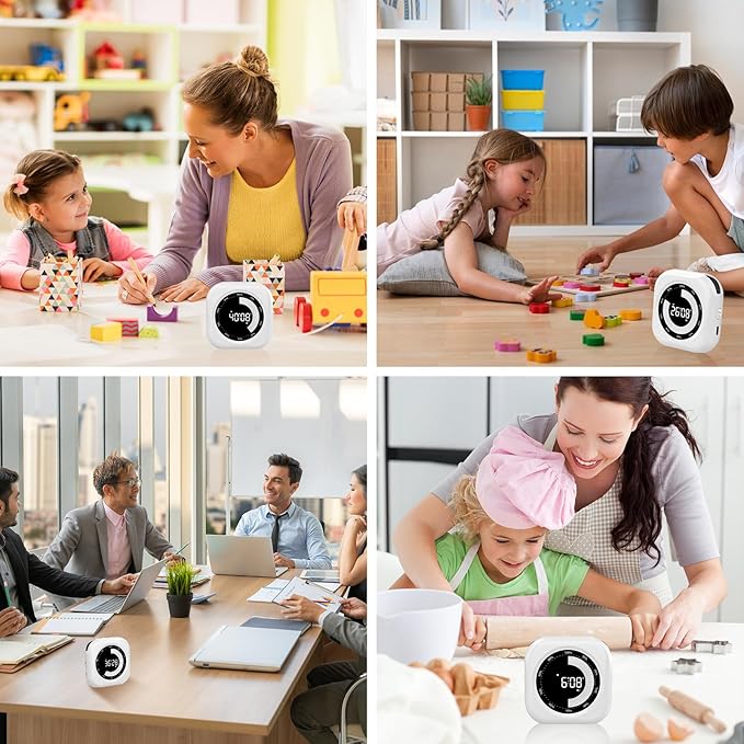 Visual Timer for Kids, 10 Hours Countdown/Up, with Rechargeable, 3 Brightness Display, 3 Volume Levels and Magnetic, Homeschool Study Tool, Large Digital Timers for Kitchen, Classroom