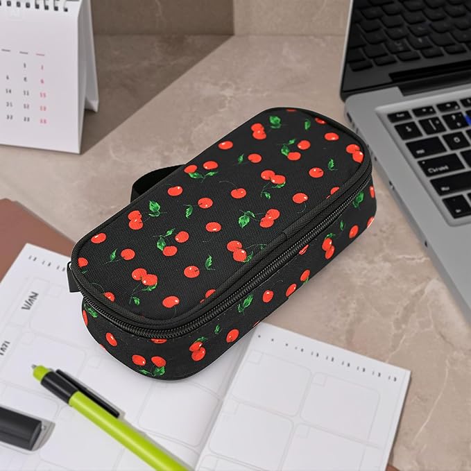 Cherry Pencil Case Pencil Pouch Large Capacity Pen Bag School Office Organizer Stationery Storage Box For Girls Boys Teen Kids