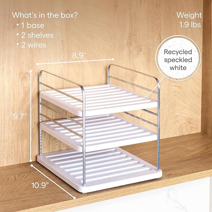 YouCopia UpSpace Cabinet Box Organizer, Adjustable Kitchen Pantry Shelf for Plastic Wrap and Foil Storage, Small Premium Edition