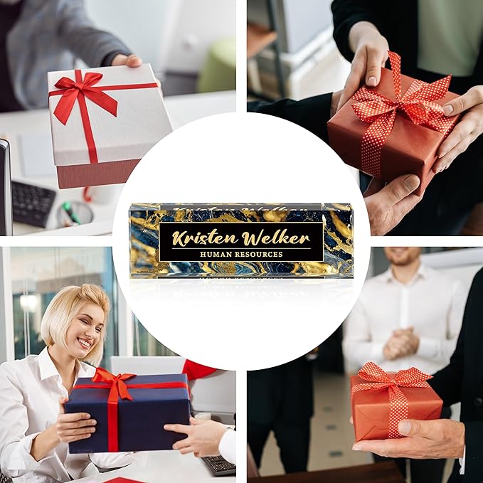 Personalized Name Plate for Desk Custom Acrylic Desk Name Plate Custom Employee Appreciation Gifts Office Gifts for Women, Men, Boss, Coworkers, Teacher, Nurse (Black Gold Marble)