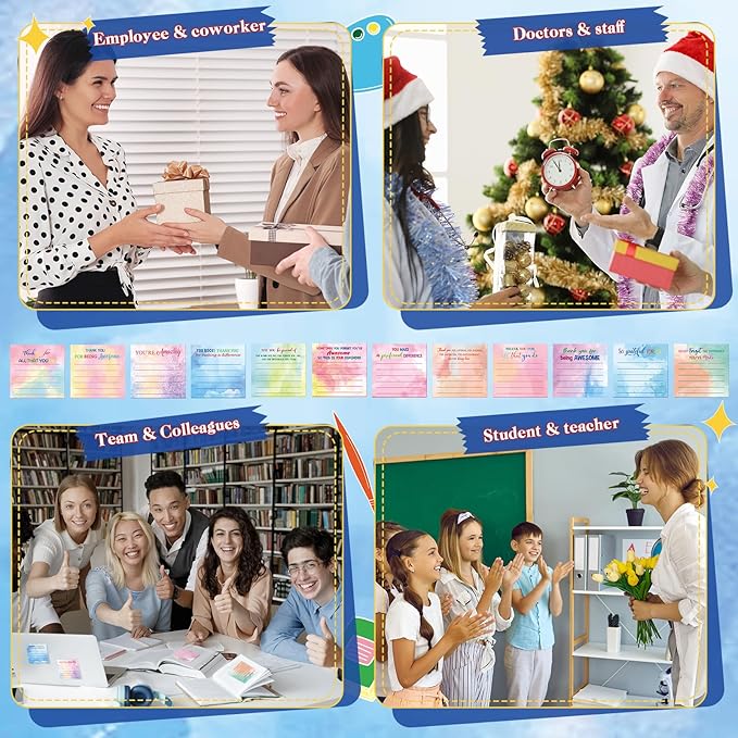 Yinder 24 Pcs Employee Appreciation Sticky Notes New Year Gift Bulk Motivation Sticky Note Pads Inspirational Gift for Teacher Nurse Staff Coworker Office Supply 3 x 3'' (Appreciation,Watercolor)