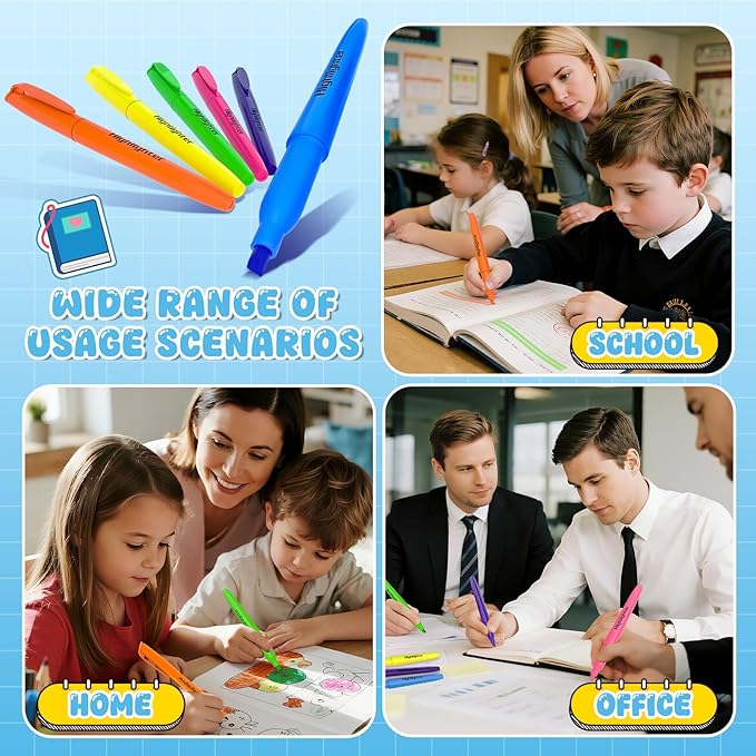 DUONIZAY 150 Count Highlighters Assorted Colors Bulk - 6 Colors Dry-Quickly No Bleed Chisel Tip Highlighter, Markers Set for Classroom Office, Back to School Supplies for Teacher Kids Adults