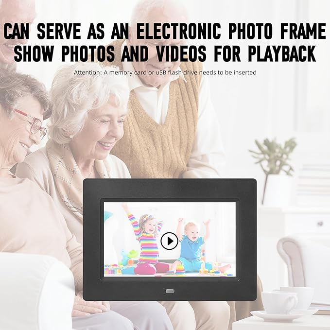 Digital Alarm Clock, Multiple Alarm Functions, Clock with Date and Week, Digital Alarm and Electronic Calendar for Seniors (Black, 7inch WiFi)