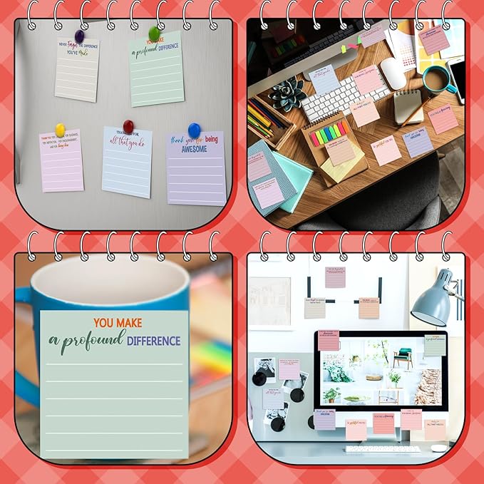 Yinder 24 Pcs Employee Appreciation Sticky Notes New Year Gift Bulk Motivation Sticky Note Pads Inspirational Gift for Teacher Nurse Staff Coworker Office Supply 3 x 3'' (Appreciation,Aesthetics)