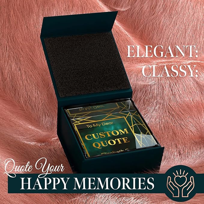 Personalized Gifts, Custom Quote Block Letter Board,Crystal-Clear Acrylic with Gift Box,17 Styles, Holiday and Christmas Gift for Mom, Dad, Girlfriend, Him or Her, Husband, Wife (4"x4, Affluent)