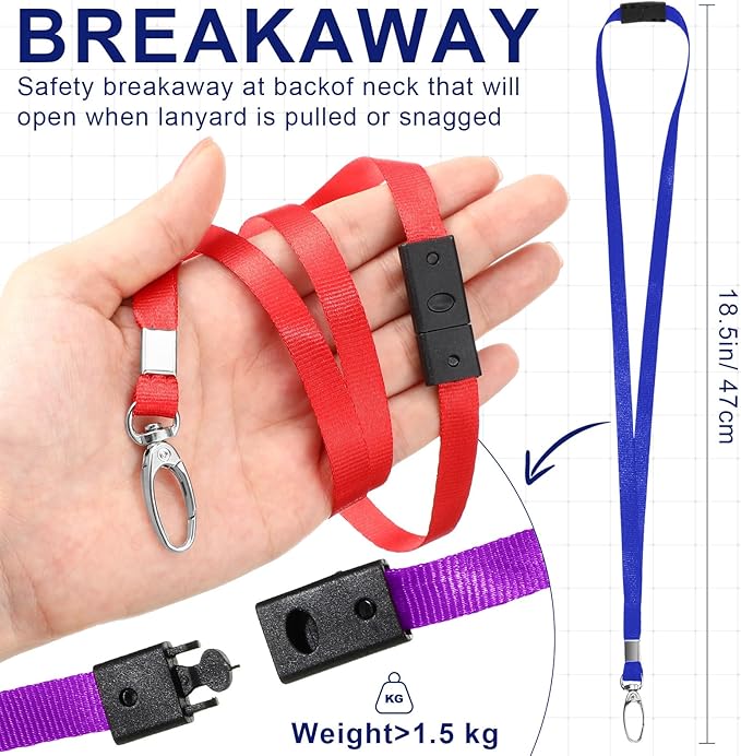 Harloon 150 Pcs Lanyards Breakaway Bulk Neck Flat Lanyard with Detachable Buckle and Clip Swivel Hooks for Badge Holder
