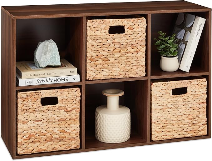 Best Choice Products 6-Cube Storage Organizer, 11in Shelf Opening, Bookcase, Display Shelf, Customizable w/ 3 Removable Back Panels – Walnut