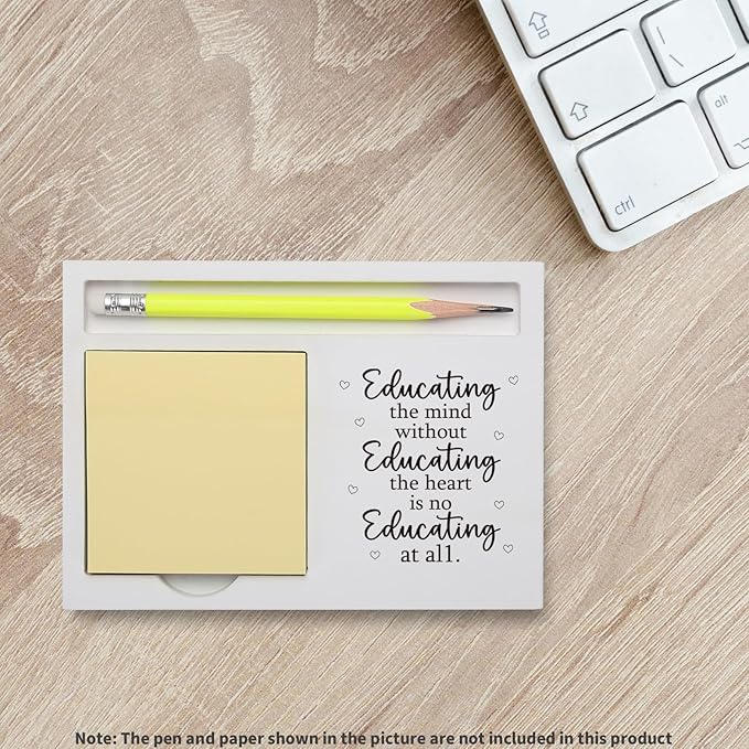 Inspirational Educating The Heart Teacher Gift, for Educators Counselors Mentors Staff, Appreciation Gift for Back to School Farewell Retirement Office School Home Decor Note Pad Holders KBB08