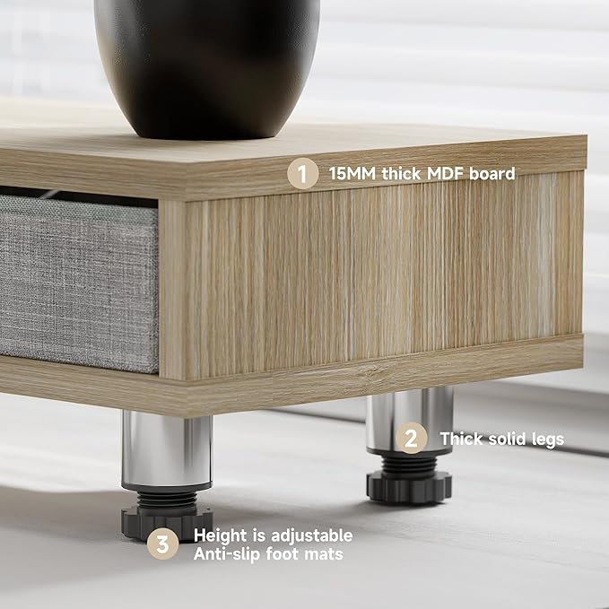 Fenge Monitor Stand, Dual Monitor Stand with 2 Drawers, Monitor Riser for 2 Monitors, Adjustable Height Computer Stand, Office Monitor Stands for Desk, Laptop, PC, TV, Printer