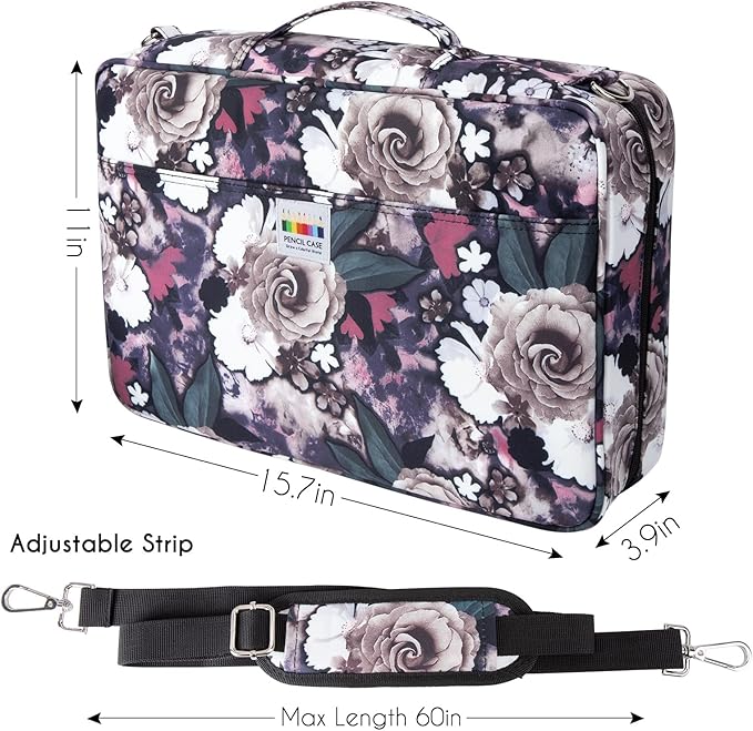 YOUSHARES Big Capacity Colored Pencil Case - 480 Slots large Pen Case Organizer with Multilayer Holder for Prismacolor Colored Pencils & Gel Pen (Grey Rose)