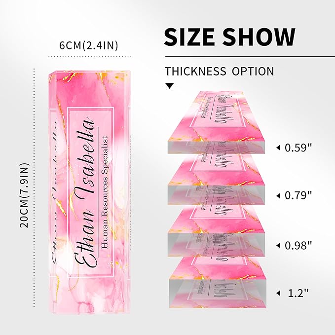 Custom Name Plate for Office - Personalized Desk Decor, Employee Appreciation Gifts - Pink Marble