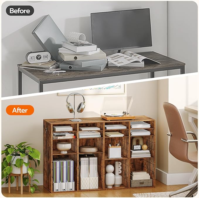 HOOBRO Wooden Literature Organizer, 36-Slot Mail Sorters, Removable Classroom Mailbox, Student Mailboxes for Classroom, Paper Storage Organizer, for Home, Office, Classroom, Rustic Brown FG36WF01