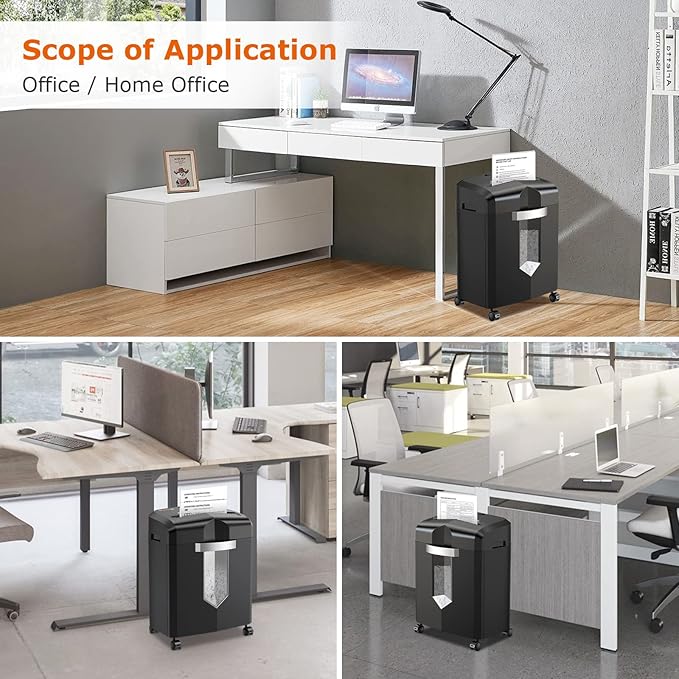 Bonsaii 12 Sheet Micro Cut Paper Shredder | 60-Minute Continuous Run Time | Home Office Heavy Duty Shredder for CD, Credit Card, Mails, Staple, Clip, Jam-Proof System | 4.2 Gal Pullout Bin