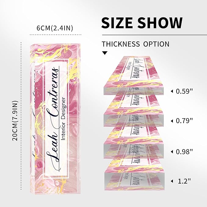 Personalized Name Plate for Desk Custom Acrylic Desk Name Plate Custom Employee Appreciation Gifts Office Gifts for Women, Men, Boss, Coworkers, Teacher, Nurse (Pink Flow Gold)