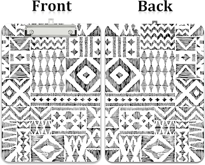 Rimilak Plastic Clipboards with Metal Clip, A4 Letter Size 9 x 12.5 in, Office Decorative for Students Women Men and Kids, Cute Custom Pattern, Abstract Diamond