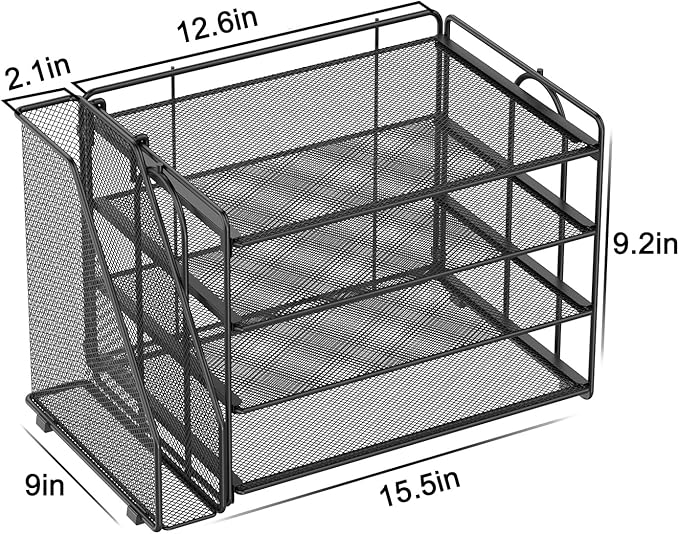 Spacrea Desk Organizers and Accessories, Paper Organizer for Desk with File organizer, Desk Accessories & Workspace Organizers for Catalog & Reference Racks (Black)